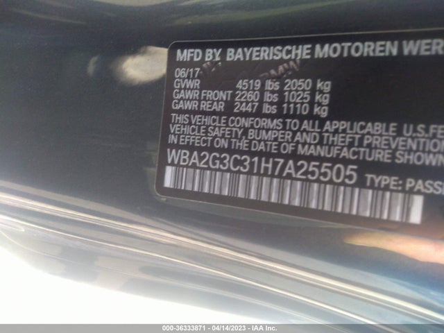 2017 BMW 2 SERIES M240I XDRIVE VIN: WBA2G3C31H7A25505