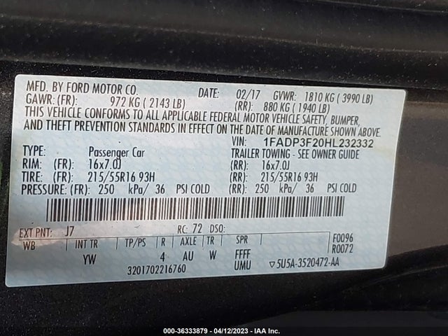Ford 2.0l gdi 2017 1FADP3F20HL232332 Image 22