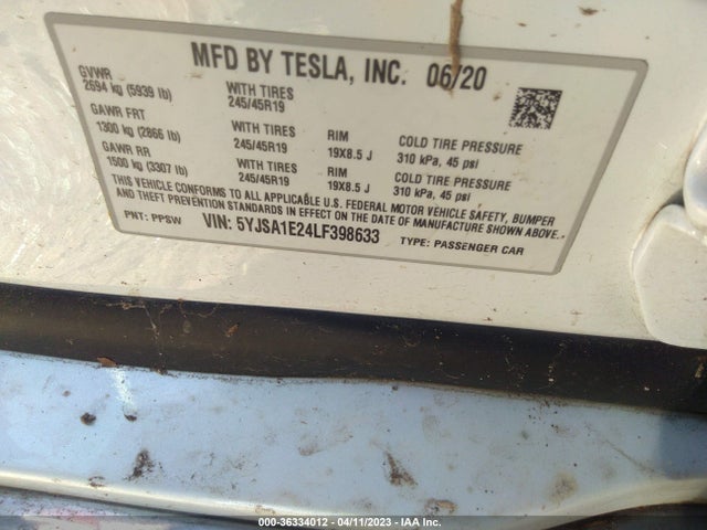 Tesla Model S Long Range 2020 5YJSA1E24LF398633 Image 10