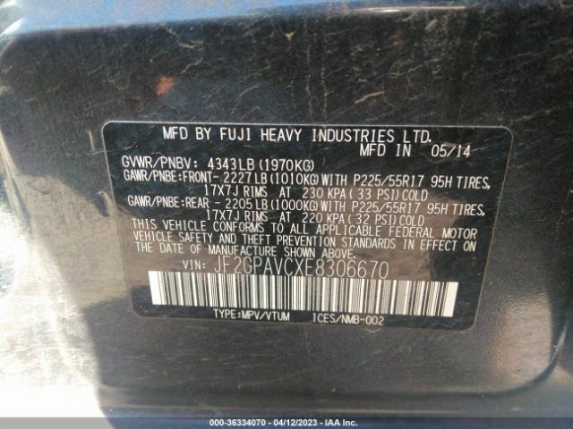 JF2GPAVCXE8306670 Subaru Xv Crosstrek Premium