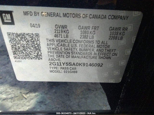 Chevrolet IMPALA LS 2019 2G11Y5SA0K9146092 Image 9