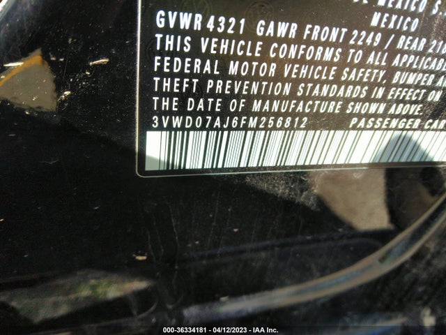 3VWD07AJ6FM256812 Volkswagen Jetta Sedan 1.8t Se