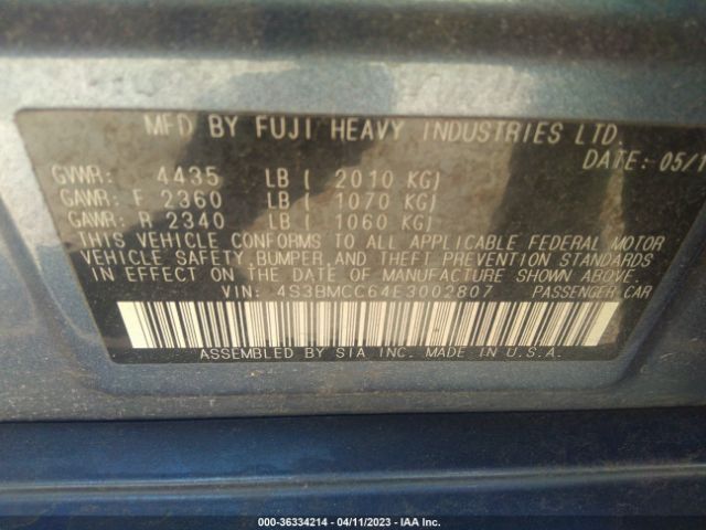 4S3BMCC64E3002807 Subaru Legacy 2.5i Premium