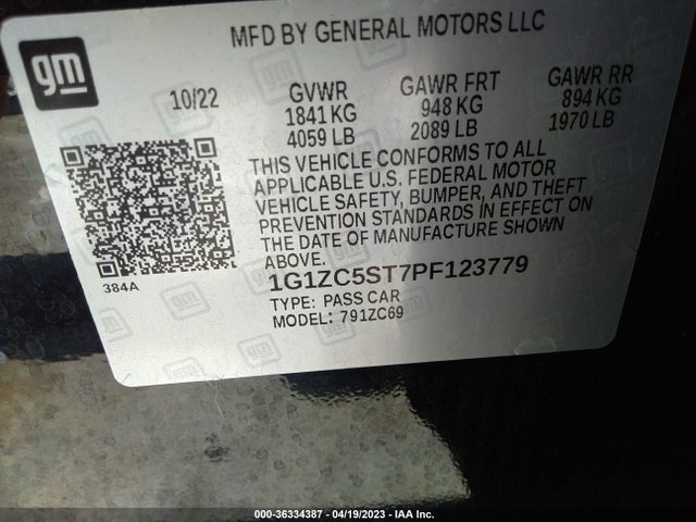 Chevrolet MALIBU LS 2023 1G1ZC5ST7PF123779 Image 11