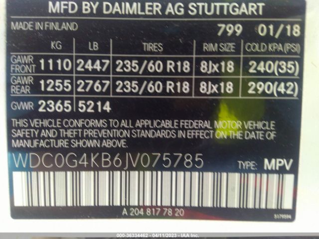 WDC0G4KB6JV075785 Mercedes-Benz Glc Glc 300