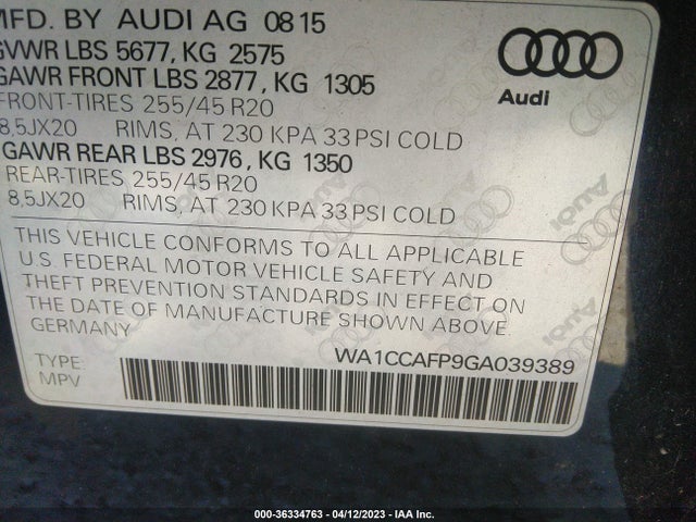 Audi Sq5 Premium Plus 2016 WA1CCAFP9GA039389 Image 9