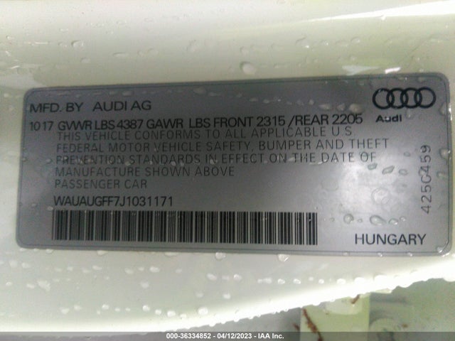 WAUAUGFF7J1031171 Audi A3 Sedan Premium/tech Premium