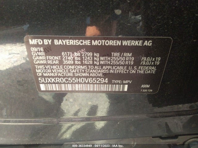 BMW X5 Xdrive35i 2017 5UXKR0C55H0V65294 Image 9