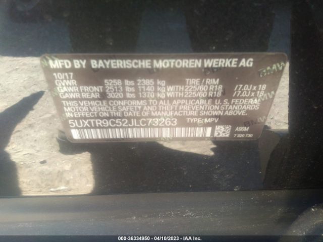 5UXTR9C52JLC73263 BMW X3 Xdrive30i