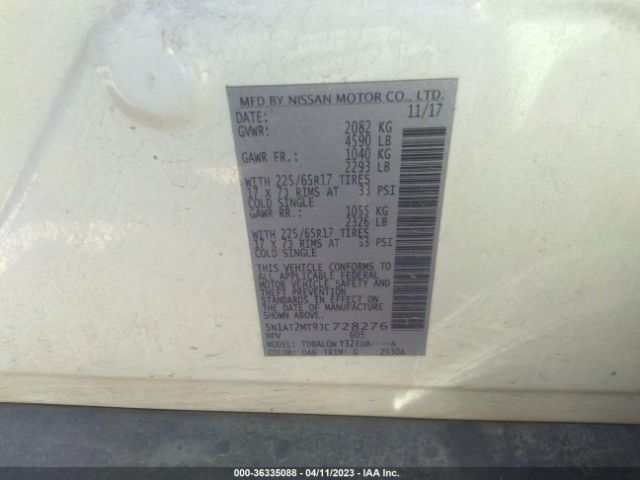 5N1AT2MT9JC728276 Nissan ROGUE SV