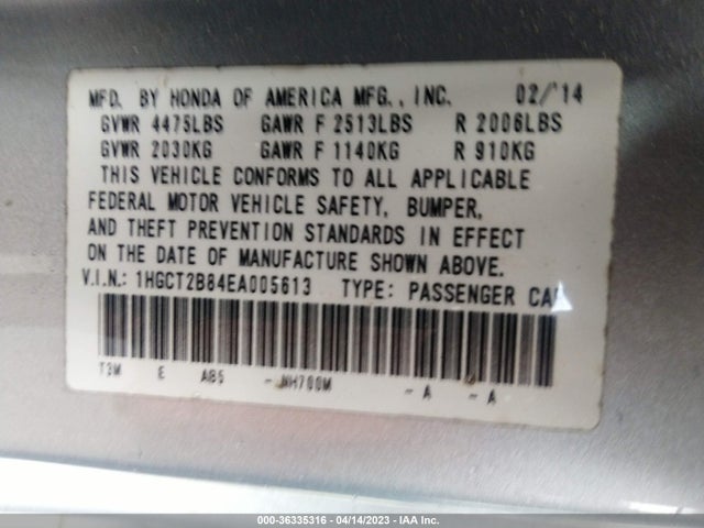 Honda Accord Coupe Ex-l 2014 1HGCT2B84EA005613 Image 9