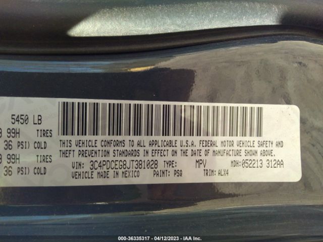 3C4PDCEG8JT381028 Dodge JOURNEY GT