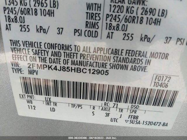 Ford EDGE SEL 2017 2FMPK4J85HBC12905 Image 10