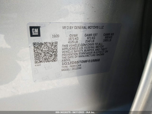 Chevrolet MALIBU LT 2021 1G1ZD5ST0MF019868 Image 9