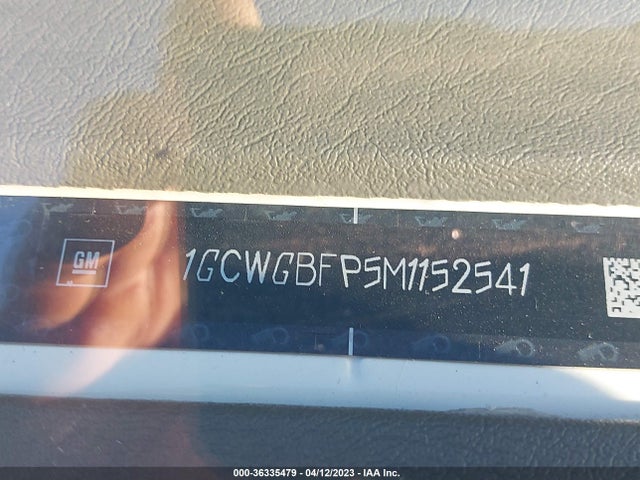 2021 CHEVROLET EXPRESS CARGO VAN VIN: 1GCWGBFP5M1152541