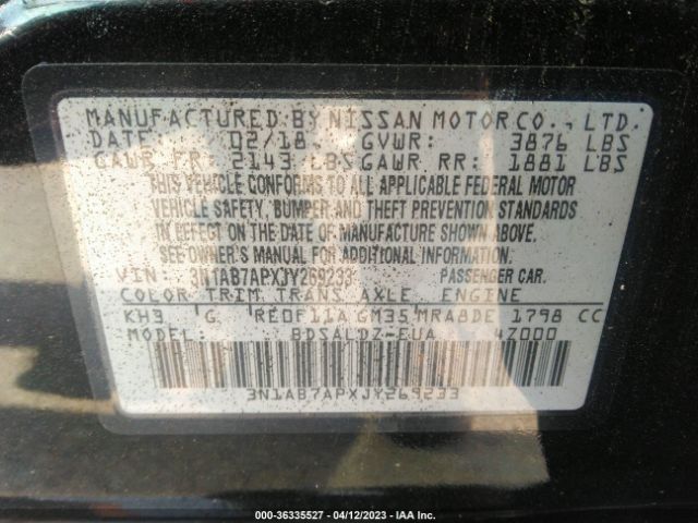 3N1AB7APXJY269233 Nissan SENTRA SV