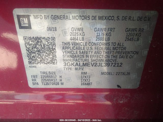 3GKALMEV2JL397212 GMC Terrain Sle