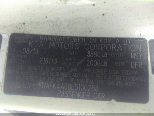 KNAFK4A68E5130288 KIA FORTE LX