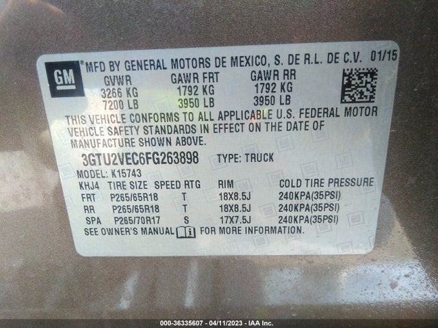 GMC Sierra 1500 Slt 2015 3GTU2VEC6FG263898 Image 9