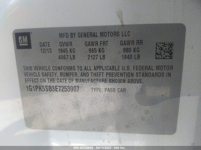 Chevrolet CRUZE LT 2014 1G1PK5SB3E7253907 Image 10