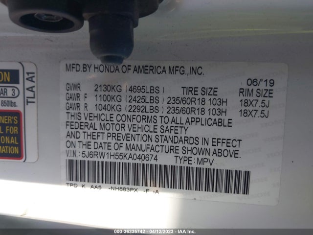 Honda CR-V EX 2019 5J6RW1H55KA040674 Image 10