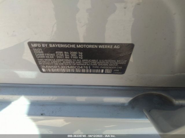 3MW5R1J02M8C04761 BMW 3 Series 330i