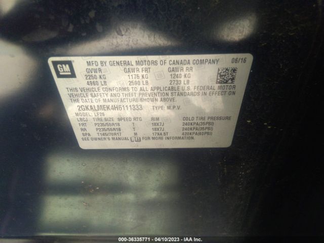 2GKALMEK4H6111333 GMC Terrain Sle