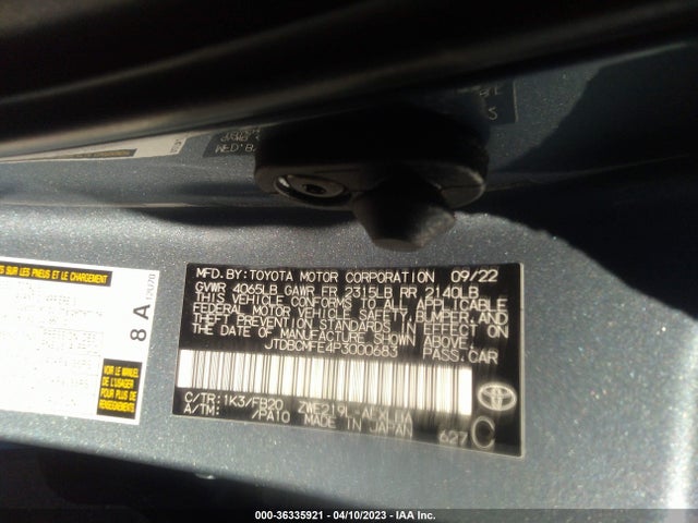 Toyota Corolla Hybrid 2023 JTDBCMFE4P3000683 Image 10
