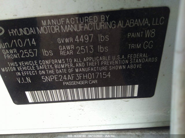 Hyundai Sonata 2.4l Se 2015 5NPE24AF3FH017154 Image 10