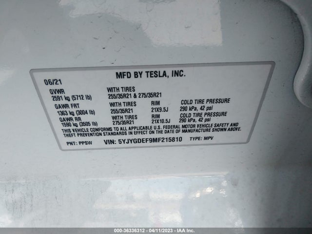 Tesla Model Y Performance 2021 5YJYGDEF9MF215810 Image 9