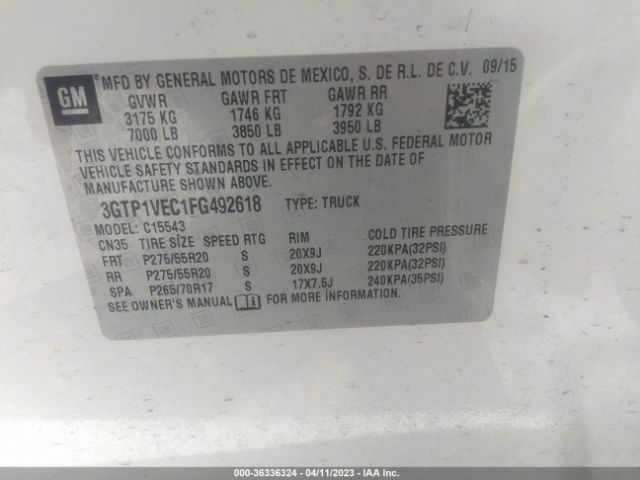 3GTP1VEC1FG492618 GMC Sierra 1500 Slt