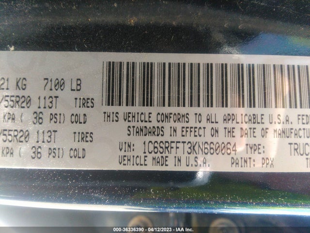 1C6SRFFT3KN660064 RAM 1500 Big Horn/lone Star