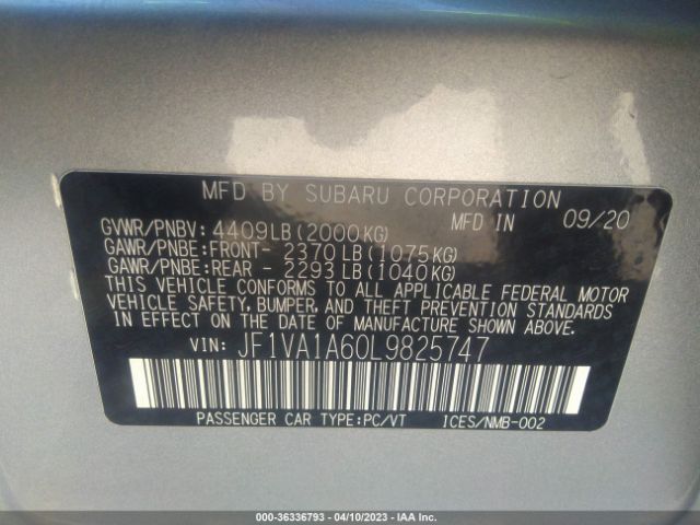 JF1VA1A60L9825747 Subaru WRX