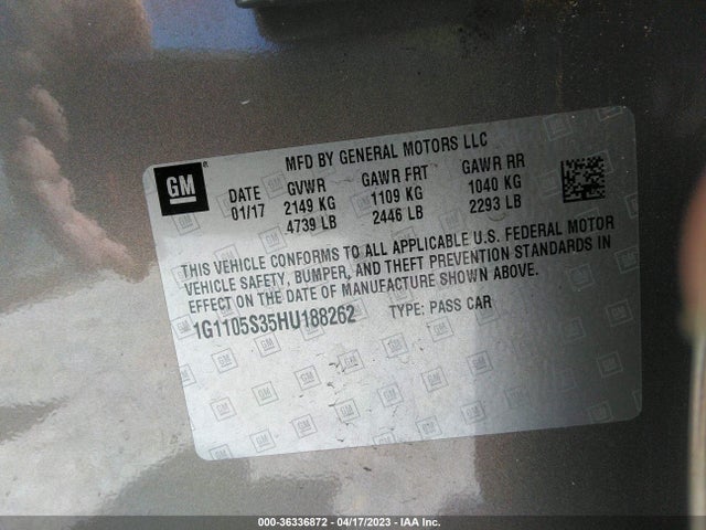 Chevrolet IMPALA LT 2017 1G1105S35HU188262 Image 9