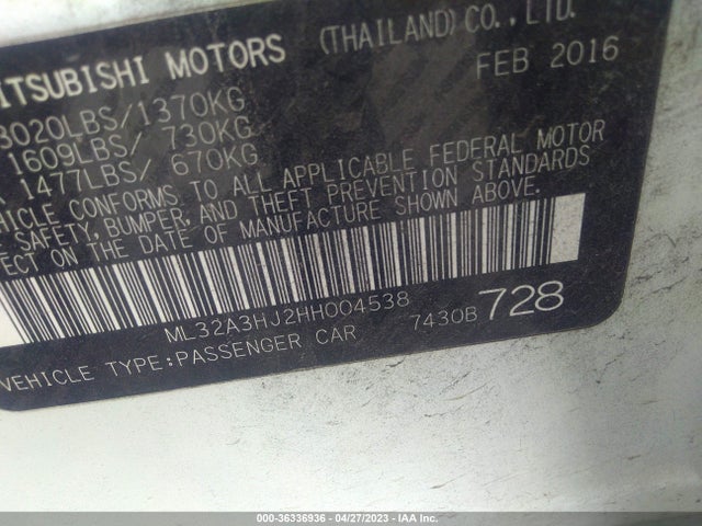 ML32A3HJ2HH004538 Mitsubishi MIRAGE ES
