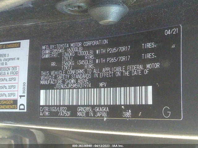 Toyota 4runner Sr5 Premium 2021 JTENU5JR5M5931974 Image 9