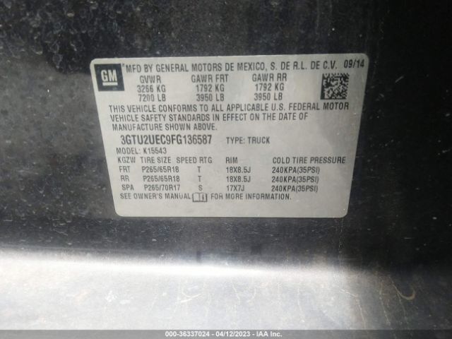 3GTU2UEC9FG136587 GMC Sierra 1500 Sle