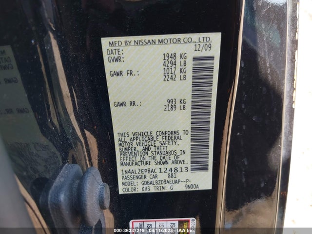 2010 NISSAN ALTIMA 2.5 S VIN: 1N4AL2EP8AC124813