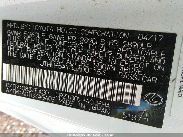 Lexus LC 500 2018 JTHHP5AY3JA001153 Image 9