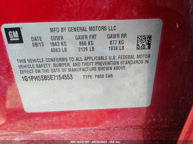 Chevrolet CRUZE ECO 2014 1G1PH5SB5E7154553 Image 10
