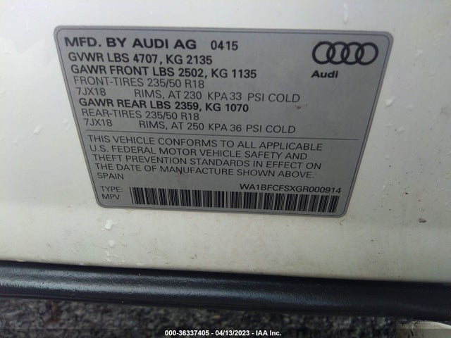 WA1BFCFSXGR000914 Audi Q3 Premium Plus