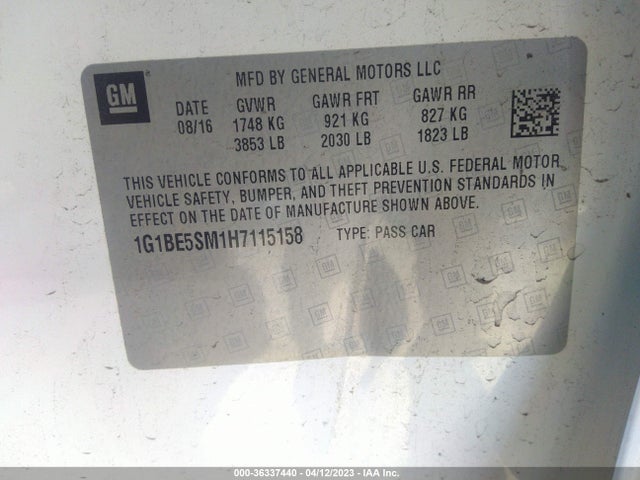 Chevrolet CRUZE LT 2017 1G1BE5SM1H7115158 Image 9