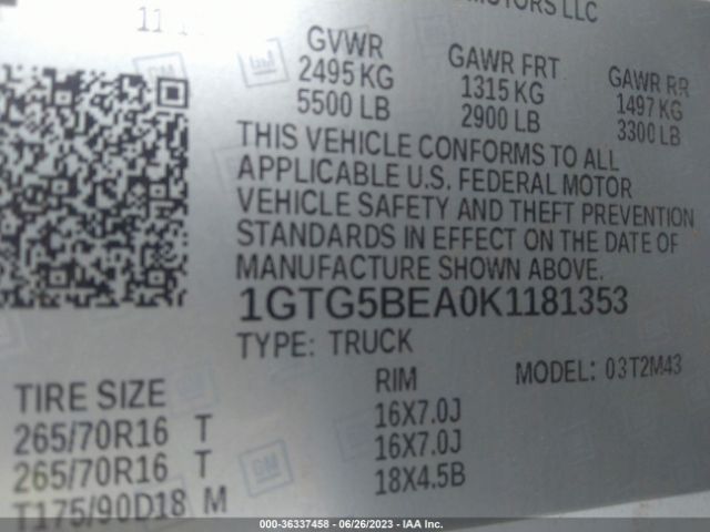 1GTG5BEA0K1181353 GMC Canyon 2wd