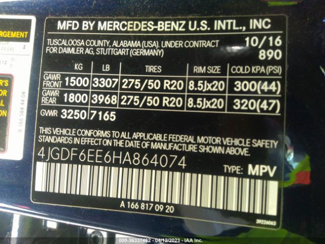 4JGDF6EE6HA864074 Mercedes-Benz Gls Gls 450