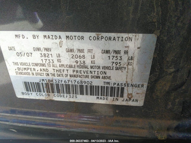 2007 MAZDA MAZDA3 I SPORT VIN: JM1BK32F671768902