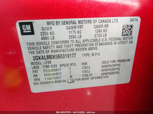 2GKALMEK9E6310177 GMC Terrain Sle