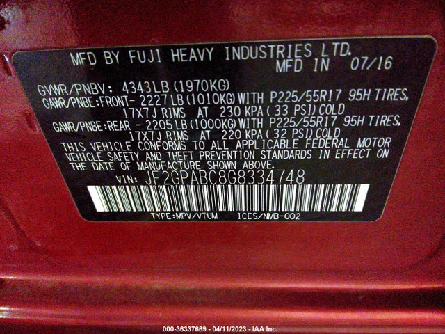 JF2GPABC8G8334748 Subaru Crosstrek Premium