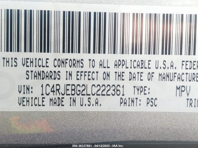1C4RJEBG2LC222361 Jeep Grand Cherokee Limited