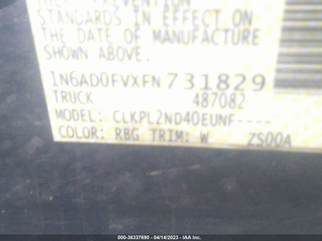 1N6AD0FVXFN731829 Nissan Frontier Sv