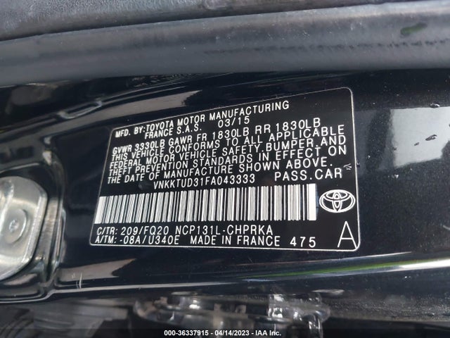 Toyota Yaris L/se/le 2015 VNKKTUD31FA043333 Image 11